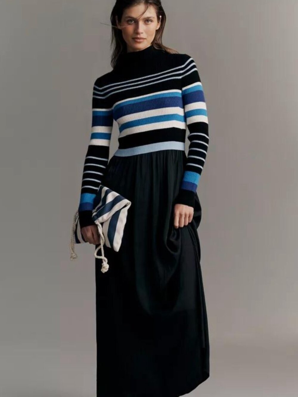NWT Anthropologie Thea Twofer Maxi Dress Blue Stripe XS